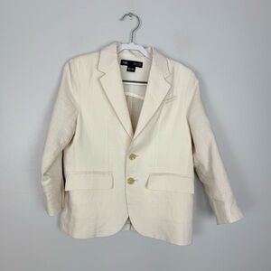 Zara Boys Linen Blazer Two Button Off-White Ivory Summer